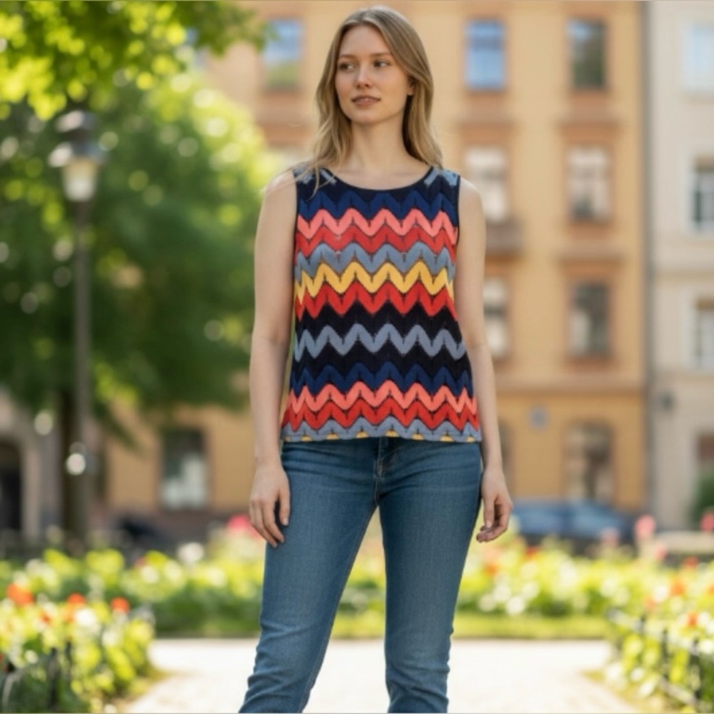 Rafaella Zig Zag Boho Top - Picture 2 of 7